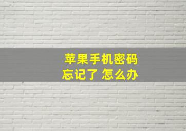 苹果手机密码忘记了 怎么办